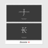 Mannelijk zwart-wit initiaal + naammonogram sticker (Vel)