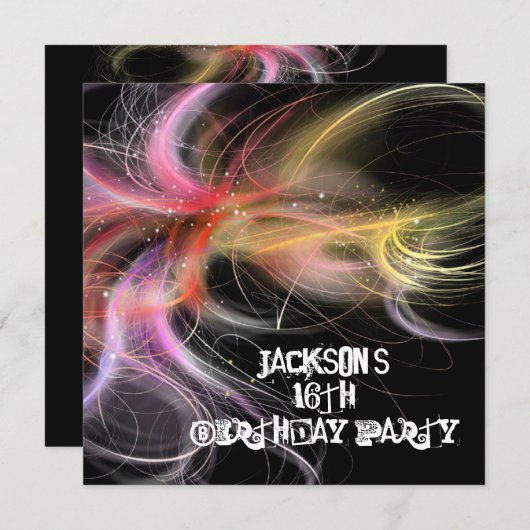Mannelijke 16e verjaardag zwarte multikleurenschil kaart (Voorkant / Achterkant)