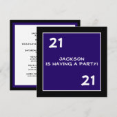 Mannelijke 21e verjaardag Eenvoudige donkerblauw Kaart (Voorkant / Achterkant)