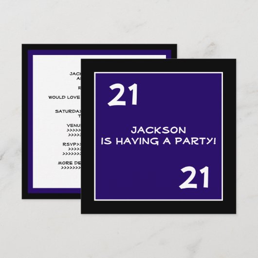 Mannelijke 21e verjaardag Eenvoudige donkerblauw Kaart (Voorkant / Achterkant)
