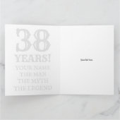 Mannelijke 38e verjaardagskaart met grappig citaat kaart (Binnen)