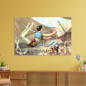 Mannelijke acrobaten die optreden in een circus canvas afdruk (Insitu (Woonkamer))