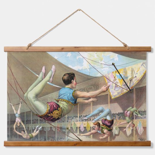 Mannelijke acrobaten die optreden in een circus hangend wandkleed (Voorkant)
