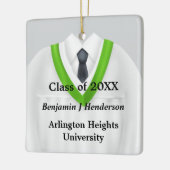 Mannelijke Afstudeerder Gown Wit en Groen Ornament (Links)