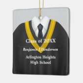 Mannelijke Afstudeerder Gown Zwart en Goud Ornamen Keramisch Ornament (Links)