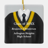 Mannelijke Afstudeerder Gown Zwart en Goud Ornamen Keramisch Ornament (Voorkant)