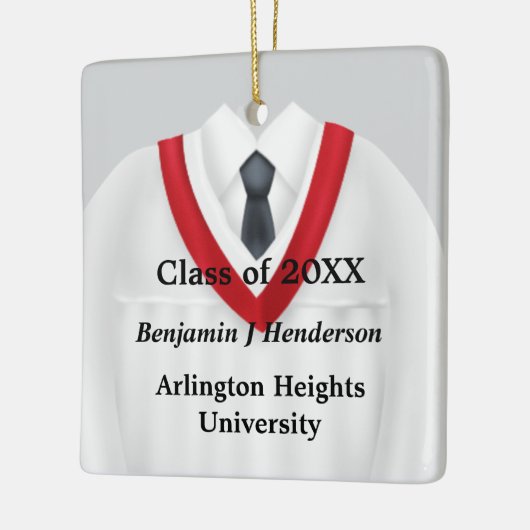 Mannelijke Afstudeerders jurk wit en rood Ornament (Links)