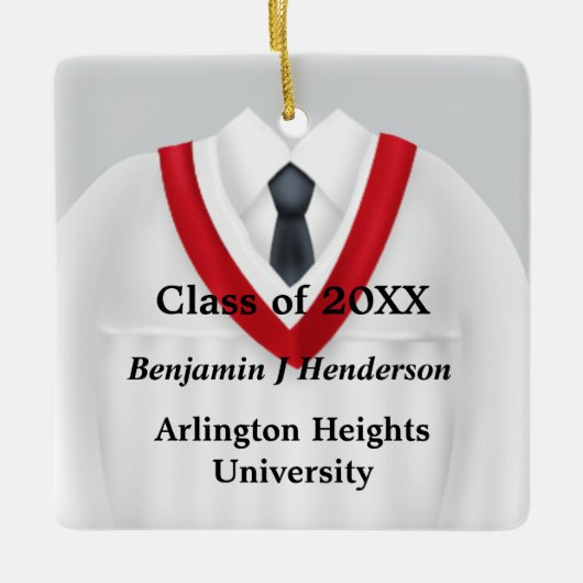 Mannelijke Afstudeerders jurk wit en rood Ornament (Voorkant)