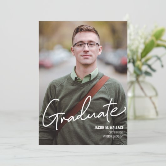 Mannelijke Afstuderen Foto Aangepaste Partij Kaart (Staand voorkant)