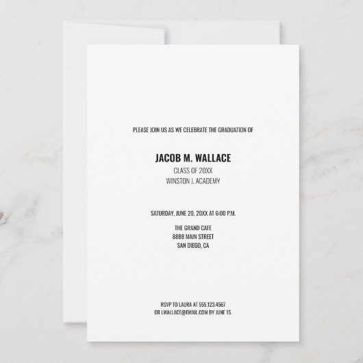 Mannelijke Afstuderen Foto Aangepaste Partij Kaart (Achterkant)