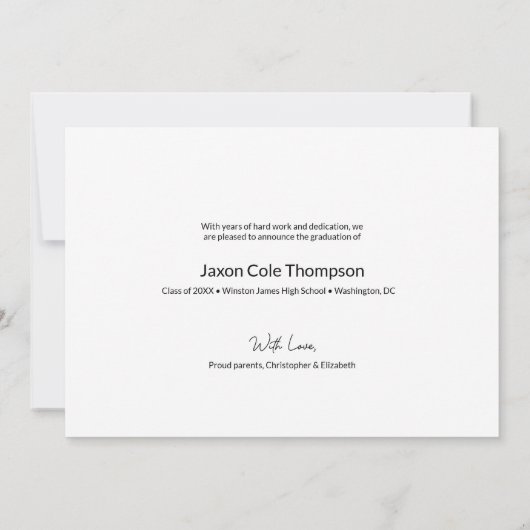 Mannelijke Afstuderen Foto van het middelbaar Afst Aankondiging (Achterkant)