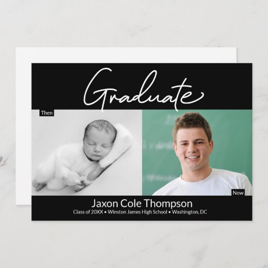 Mannelijke Afstuderen Foto van het middelbaar Afst Aankondiging (Voorkant / Achterkant)