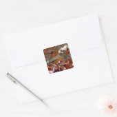 Mannelijke Amerikaanse Robin in Black Hawthorn Vierkante Sticker (Envelop)