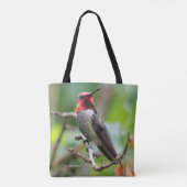 Mannelijke Anna's kolibrie op de pruimenboom Tote Bag (Achterkant)