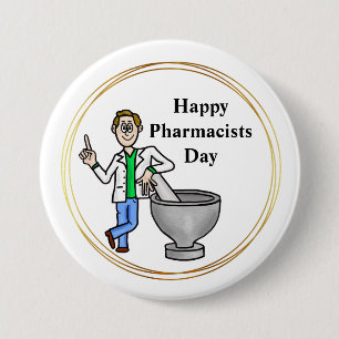 Mannelijke apotheker Dag Button