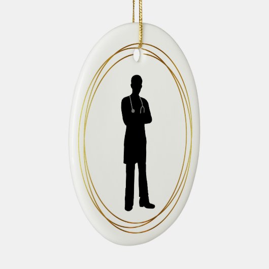 Mannelijke arts Silhouette kerstversiering Keramisch Ornament (Rechts)