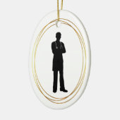 Mannelijke arts Silhouette kerstversiering Keramisch Ornament (Links)