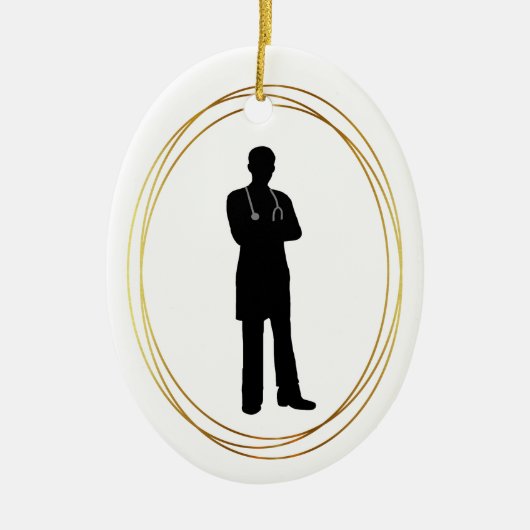 Mannelijke arts Silhouette kerstversiering Keramisch Ornament (Voorkant)