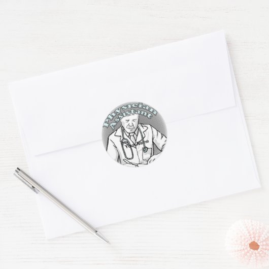 mannelijke artsenassistent ronde sticker (Envelop)