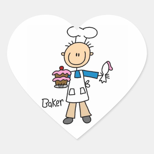 Mannelijke Bakker Hart Sticker (Voorkant)
