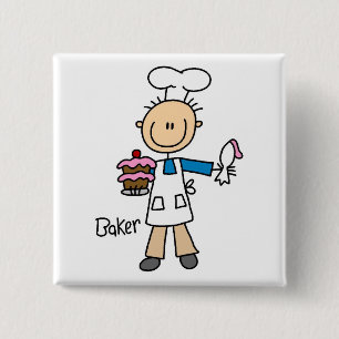 Mannelijke Bakker Vierkante Button 5,1 Cm