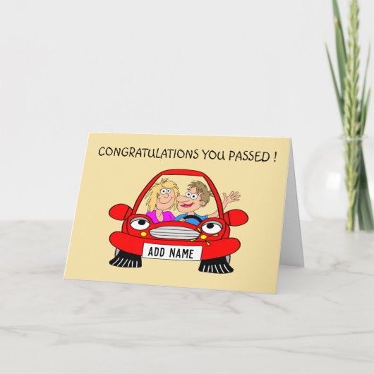 Mannelijke bestuurder geslaagd rijexamen kaart (Voorkant)