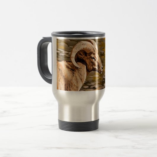 Mannelijke Big Horn Ram Schaap Reisbeker (Voorkant links)