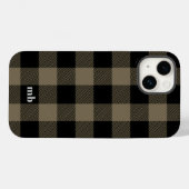 Mannelijke Black Brown Buffalo Plaid Naam Initiale Case-Mate iPhone Case (Achterkant (horizontaal))