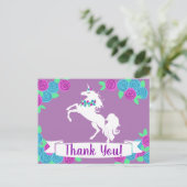 Mannelijke Bloem Eenhoorn & Bloemen Bedankt Briefkaart (Staand voorkant)