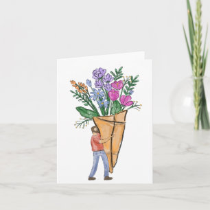 Mannelijke bloemenboeket wenskaart kaart
