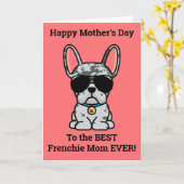 Mannelijke Blue Merle Franse Bulldog Moederdag kaa Kaart (Gele Bloem)
