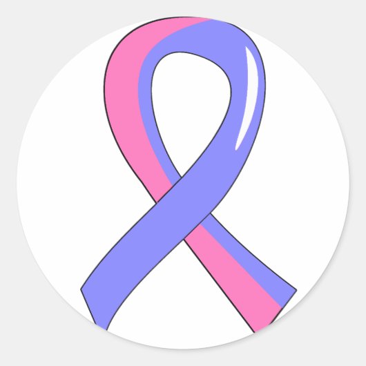 Mannelijke borstkanker Blauwe Roze Ribbon 3 Ronde Sticker (Voorkant)