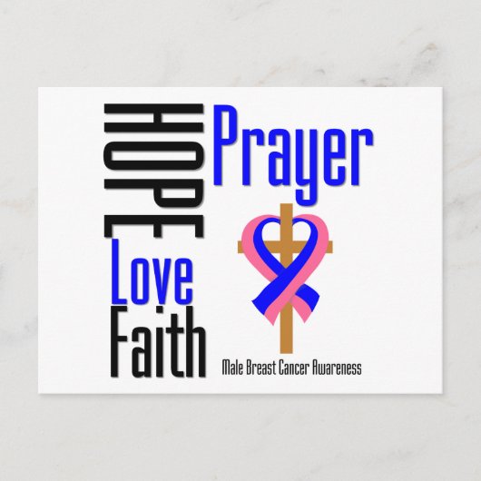 Mannelijke borstkanker Hope Love Faith Prayer Cros Briefkaart (Voorkant)