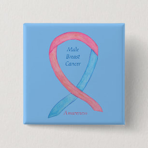 Mannelijke borstkanker Roze bewustzijn Vierkante Button 5,1 Cm