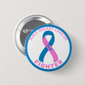 Mannelijke borstkanker Wit lint Button (Voorkant /achterkant)