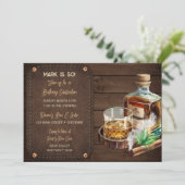 Mannelijke Bourbon Whiskey Sigaren Hout Leder Kaart (Staand voorkant)