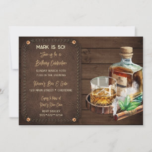 Mannelijke Bourbon Whisky Sigaren Hout Leer Kaart