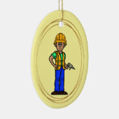 Mannelijke bouwvakker met boorversiering keramisch ornament (Rechts)