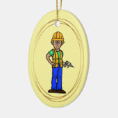 Mannelijke bouwvakker met boorversiering keramisch ornament (Links)