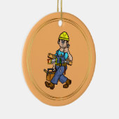 Mannelijke bouwvakker met versiering van gereedsch keramisch ornament (Rechts)