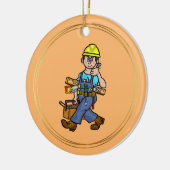 Mannelijke bouwvakker met versiering van gereedsch keramisch ornament (Links)