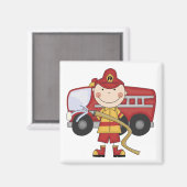 Mannelijke Brandweerman T-shirts en geschenken Magneet (Voorkant / Achterkant)