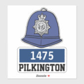 Mannelijke Britse politie Constable Helm met naam  Sticker (Vel)