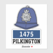 Mannelijke Britse politie Constable Helm met naam  Sticker (Vel)