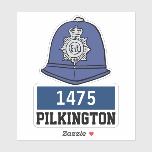 Mannelijke Britse politie Constable Helm met naam Sticker (Vel)
