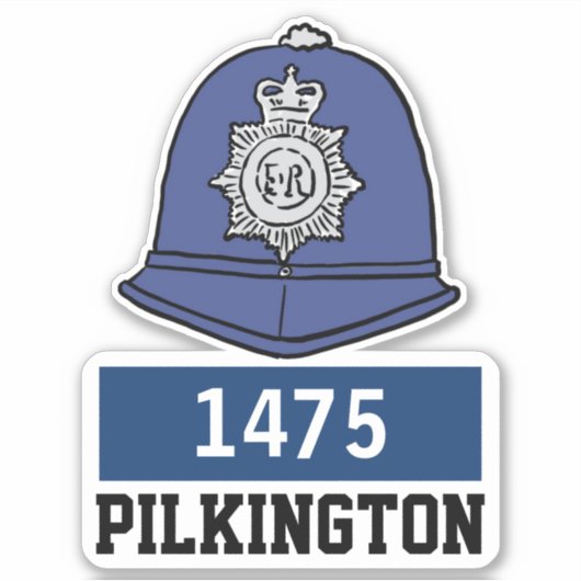 Mannelijke Britse politie Constable Helm met naam  Sticker (Voorkant)