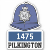 Mannelijke Britse politie Constable Helm met naam Sticker (Voorkant)