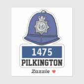 Mannelijke Britse politie Constable Helm met naam Sticker (Vel)