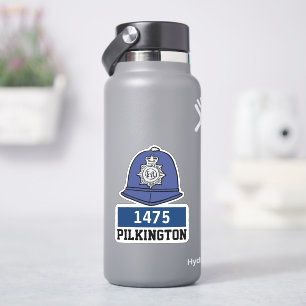 Mannelijke Britse politie Constable Helm met naam  Sticker