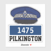 Mannelijke Britse politieagent Flat Pet met naam e Sticker (Vel)